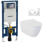 Pack wc bati - support geberit duofix up720 extra - plat + wc sans bride livea bello + abattant softclose ...