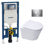 Geberit - pack wc bati - support extra - plat + wc swiss aqua technologies sans bride + abattant softclose ...