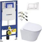 Pack wc bati - support geberit wc swiss aqua technologies sans bride + abattant softclose + plaque blanche ...