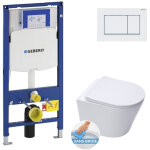 Pack wc bati - support geberit wc swiss aqua technologies sans bride + abattant softclose + plaque (geb ...