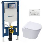 Pack wc bati - support geberit cuvette swiss aqua technologies sans bride + plaque blanche (slim - infinitio ...