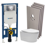 Pack wc bati geberit extra - plat + wc swiss aqua technologies sans bride + abattant + plaque + habillage ...