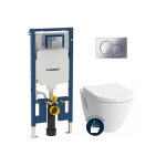 Pack wc bati - support geberit up720 extra - plat + wc suspendu vitra s50 + abattant softclose + plaque ...