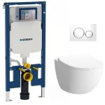 Pack wc bati - support geberit up720 extra - plat + wc vitra sento sans bride + abattant softclose + ...