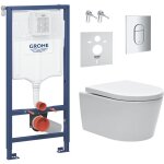 Pack wc bti support solido 113cm + cuvette sat rimless fixations invisibles + abattant softclose + plaque ...