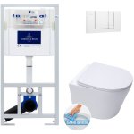 Villeroy&boch - pack wc bti - support + wc sat sans bride et fixations invisibles + plaque blanche (viconnect ...
