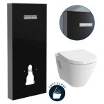 Pack wc bti support en verre tremp / aluminium bross avec plaque intgre + wc s50 + abattant softclose ...