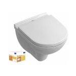 Villeroy&boch - pack wc suspendu compact sans bride villeroy et boch o novo + abattant + plaque blanche ...