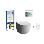Pack wc suspendu geberit sans bride mod�le court plaque de commande geberit sigma01 chrom� brillant