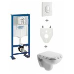 Pack wc suspendu grohe cuvette courte plaque de commande: blanc - couleur scarabeo: blanc brillant - ...
