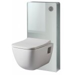 Godart - pack wc suspendu mural en verre blanc et cuvette carne design sans bride aqua