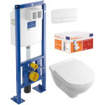 Villeroy&boch - pack wc suspendu sans bride villeroy et boch o. novo + abattant + plaque blanche + b�ti ...