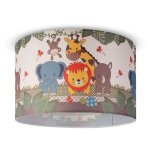 Paco home suspension chambre enfant plafonnier abat - jour tissu rond jungle design 1 (�45, 5 cm), plafonnier ...