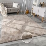 Tapis salon en fausse fourrure pelucheux hautes m�ches doux plusieurs couleurs 80x150 cm, beige - paco ...