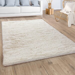 Paco home - tapis de salon poil long shaggy fausse fourrure pelucheux pelucheux crme beige 140x200 cm ...