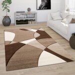 Paco home - tapis de salon tapis poil ras moderne look 3d d�coupe de contour motif abstrait 120x170 cm, ...