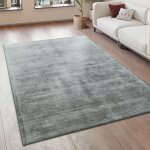 Paco home - tapis de salon tapis vintage poils ras fait main haut de gamme 100 % viscose 80x150 cm, gris ...