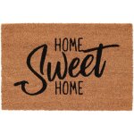 Paillasson en fibre de coco - home sweet home - beige - l 60 x l 40 cm - livraison gratuite