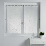 Douceur d'int�rieur - paire droite passants 2 x 60 x 120 cm voile sable brode petite fleur blanc / blanc ...