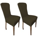 Paire housse de chaise troncon de rome, rsistant aux taches brun plein