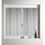 Paire de petits rideaux droit jacquard brodés 'carrés' gris clair 45x120cm Paire de petits rideaux droit jacquard brodés 'carrés' gris clair 45x120cm