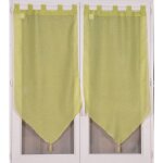 Paire de petits voilages anis en pointe avec pompon vert clair 2x60x160 cm
