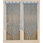Paire de petits voilages � bulles argent�es bleu 2x60x160 cm