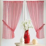 Paire petits voilages  carreaux rouges normands rouge 90x200 cm