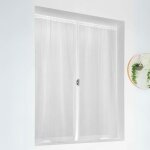Paire de petits voilages � fines rayures armur�es blanc 60x140 cm