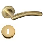 Paire de poignes de porte vague pvd or sur rosaces rondes   valentino   inox 304 klose besser + 1 paire ...