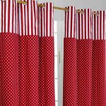 Homescapes - paire de rideaux � ?illets - imprim� pois polka rouge 137 x 182 cm