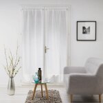 Paire de voilages droits passe - tringle 2 x 70 x 200 cm ? effet lin tiss� ? milza blanc