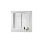 Paire de voilage � passants effet lin tiss� - 60 x 90 cm - haltona - blanc - livraison gratuite