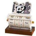 Panda calendrier perp�tuel rotatif, d�cor de bureau en bois cr�atif, mini calendrier de table pour maison ...