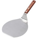 Pandes � pizza, poign�e en bois � pizza en acier inoxydable, g�teau rond � pizza pelle cuisine outil