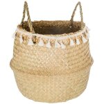 Atmosphera - panier alina en roseau avec pompons, 30 cm crateur d'intrieur