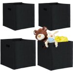 Panier  bches, lot de 4, feutre, corbeille  journaux, sac, pliable, 2 poignes, hxlxp : 30x30x30 cm, ...