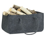 Panier  bches de bois en feutre 2 poignes, pliable, porte - revues hxlxp: 25 x 25 x 50 cm, anthracite ...