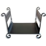 Panier � b�ches, porte b�ches en fer forg� coloris noir - 60 x 45 x largeur 50 cm