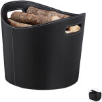 Panier  bches l, range bois de chemine, porte - revues porte - journaux similicuir, noir - relaxdays ...