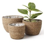 Panier cache - pot en jonc de mer naturel ? lot de 3 ? pour plantes d'int�rieur