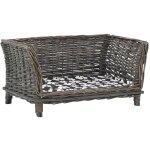 Panier pour chiens avec coussin gris 50x33x30 cm saule naturel vidaxl