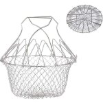 Panier a frites pliable en acier inoxydable - passoire cuisine pliable - panier friteuse en maille pour ...