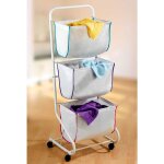 Wenko escala panier  linge 90 litres avec roulettes