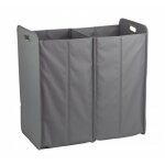 Meubletmoi - panier  linge 2 compartiments pliant en tissu gris - basket