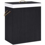 Panier � linge avec 2 sections bambou noir 100 l vidaxl