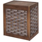 Panier � linge hhg - 818, collecteur de linge, bois massif, aspect shabby, tresse 61x51x35cm, brun