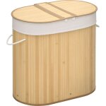 Panier � linge en bambou 100l avec 2 sections couvercle et sac amovible 62, 5 x 37 x 60, 5 cm - naturel ...