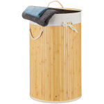 Panier à linge bambou, corbeille pliante couvercle, volume 70 l, sac à linge coton, rond, ø 41 cm, crème ... Panier à linge bambou, corbeille pliante couvercle, volume 70 l, sac à linge coton, rond, ø 41 cm, crème ...