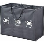 Panier  linges en bois et tissu  3 compartiments - gris - l 75 x l 60 x h 35 cm - livraison gratuite ...
